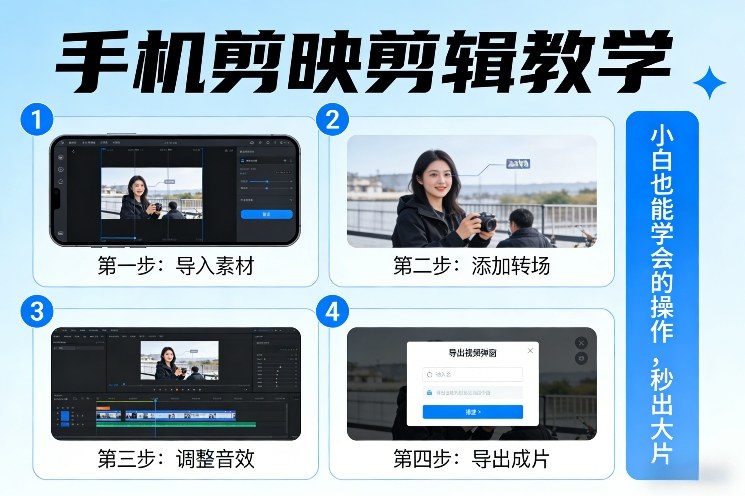 手机剪映剪辑教学，小白也能学会的操作，秒出大片-樵渔匹