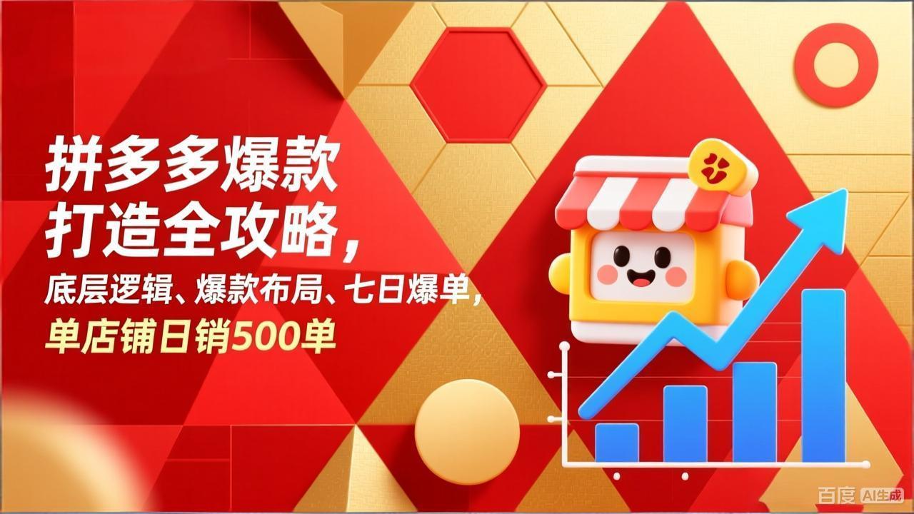 拼多多爆款打造全攻略，底层逻辑、爆款布局、七日爆单，单店铺日销500单-樵渔匹