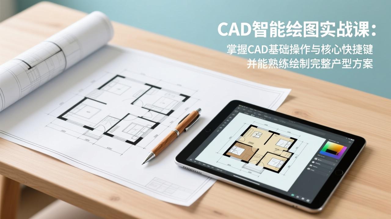CAD智能绘图实战课：掌握CAD基础操作与核心快捷键，并能熟练绘制完整户型方案-樵渔匹