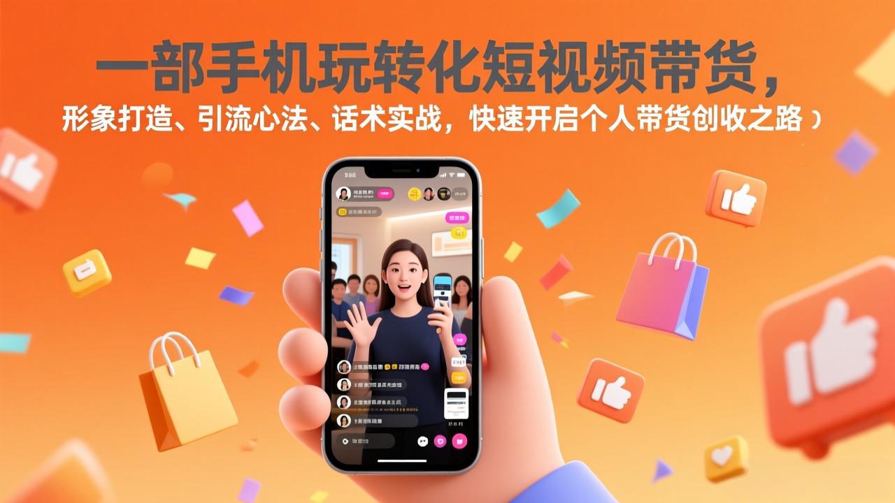 一部手机玩转化短视频带货，形象打造、引流心法、话术实战，快速开启个人带货创收之路-樵渔匹