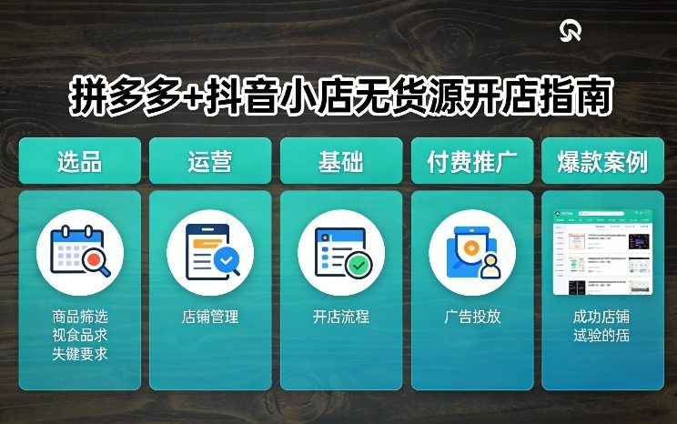 拼多多+抖音小店无货源开店，包括：选品、运营、基础、付费推广、爆款案例等(更新26年2月)-樵渔匹