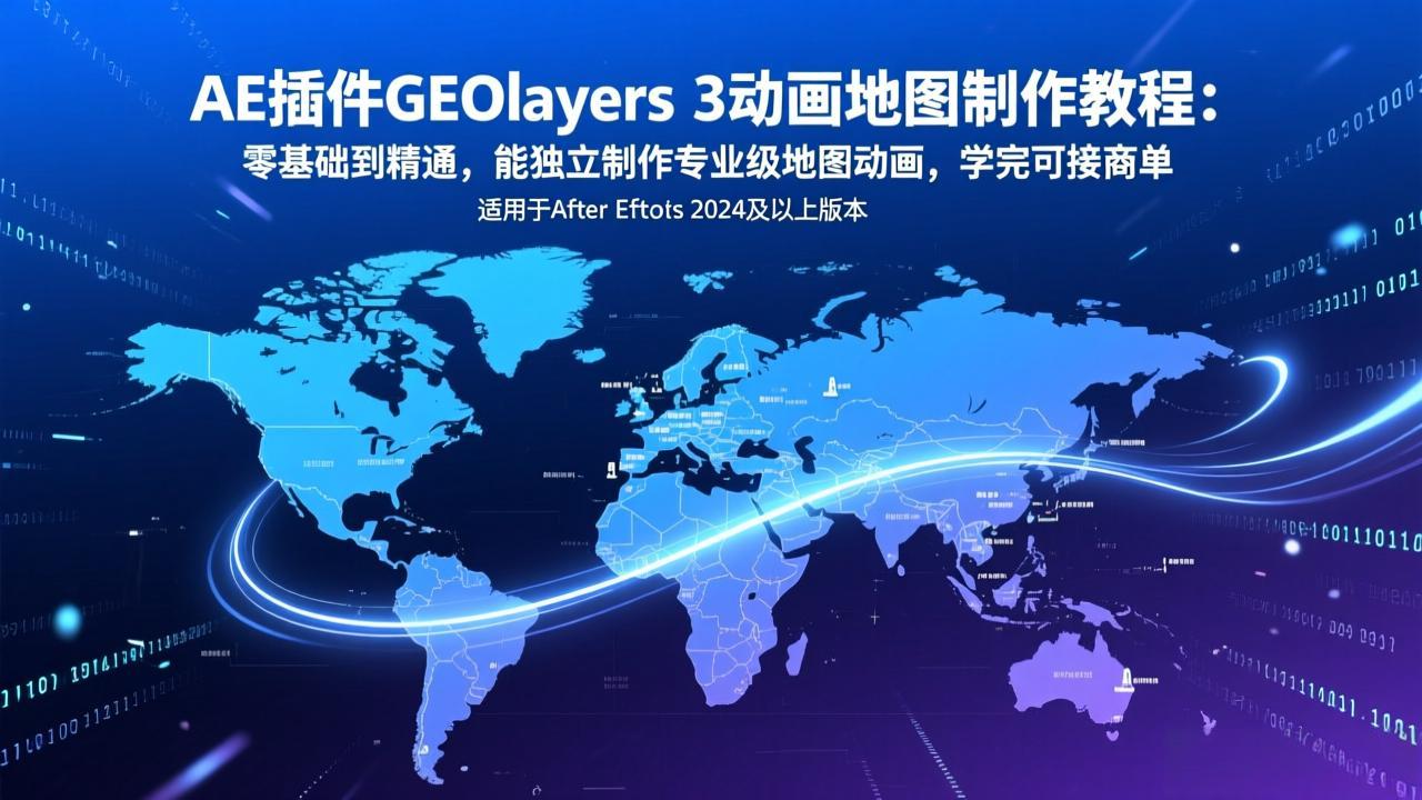 AE插件GEOlayers 3动画地图制作教程：零基础到精通，能独立制作专业级地图动画，学完可接商单-樵渔匹