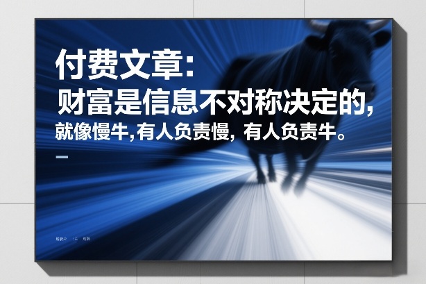 付费文章：财富是信息不对称决定的，就像慢牛，有人负责慢，有人负责牛-樵渔匹