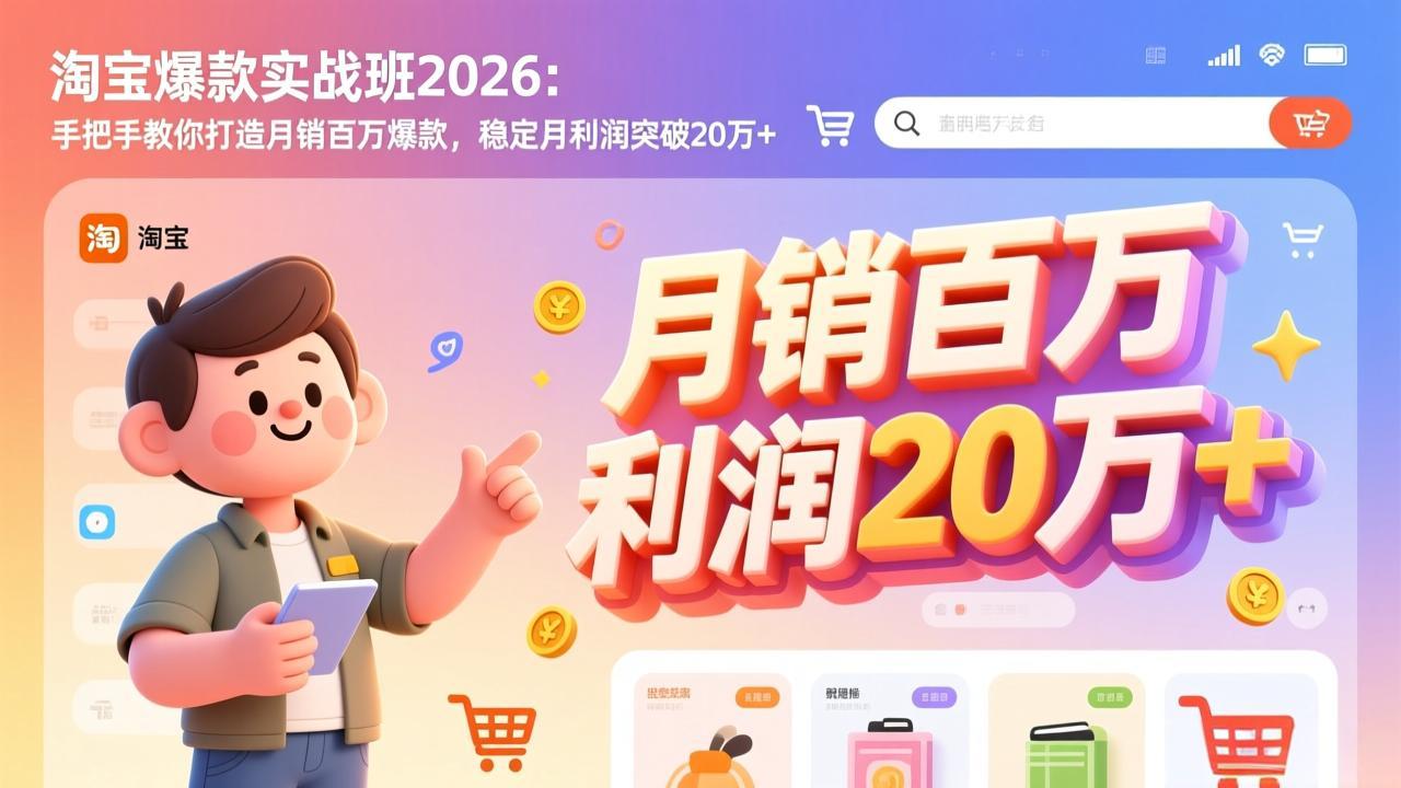 淘宝爆款实战班-2026年2月更新:手把手教你打造月销百万爆款,稳定月利润突破20万+-樵渔匹