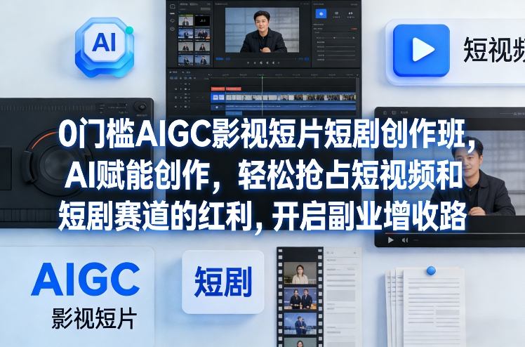 0门槛AIGC影视短片短剧创作班,AI赋能创作,轻松抢占短视频和短剧赛道的红利,开启副业增收路-樵渔匹