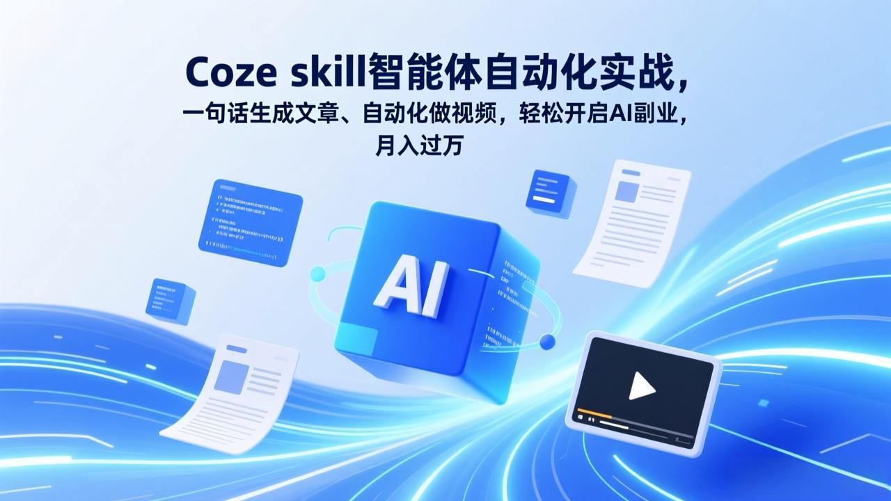 Coze skill智能体自动化实战,一句话生成文章、自动化做视频,轻松开启AI副业,月入过万-樵渔匹