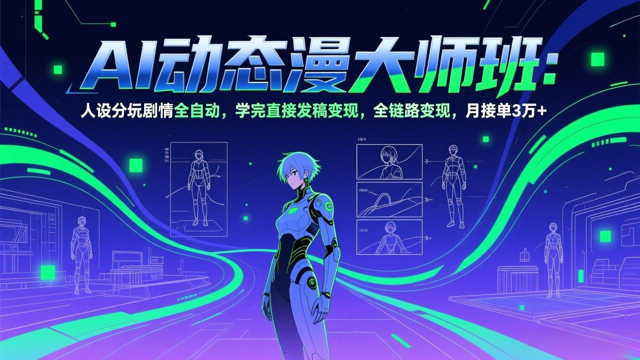 AI动态漫剧大师班:人设分镜剧情全自动,学完直接发稿变现,全链路变现,月接单3万+-樵渔匹