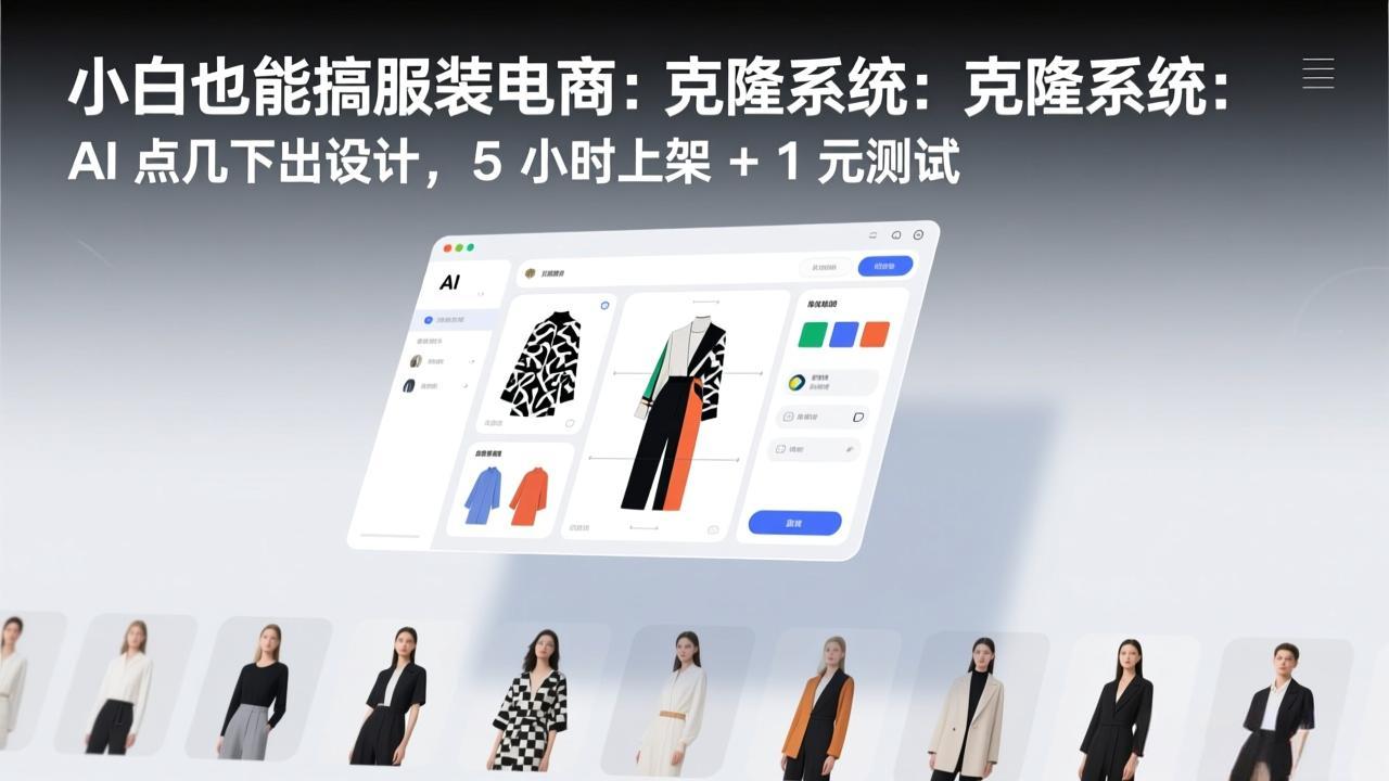 小白也能搞服装电商:克隆系统:AI 点几下出设计,5 小时上架 + 1 元测试-樵渔匹